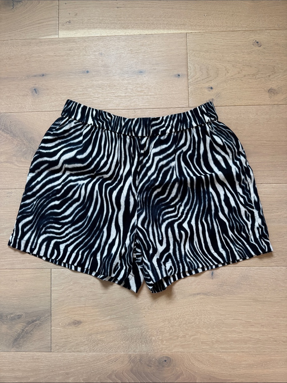 Michael Kors High-Waist Zebra Stripe Shorts -B&W With Some Blue